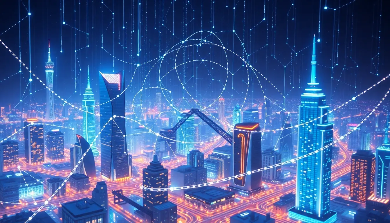 Futuristic digital city with data flowing, representing connectivity and data sovereignty